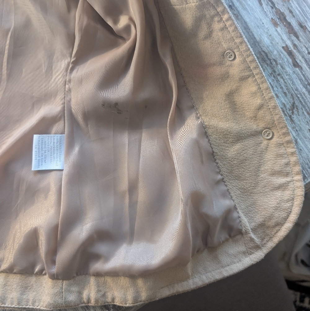 Y2K Suede Leather Tailored Blazer Beige XS - Picture 8 of 9